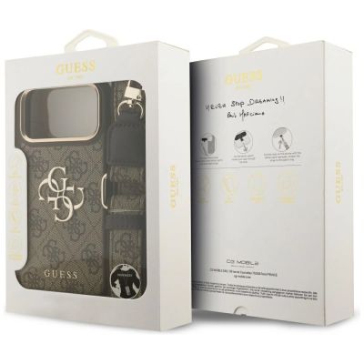 9. Guess 4G Big 4G Classic Logo Big Strap Metal Buttons Case für iPhone 17 Pro Max - Braun