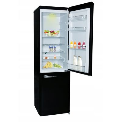 4. Ravanson LKK-250RB 250l Retro-Kühlschrank | LED-Beleuchtung | Vintage-Stil | 545 x 585 x 182 mm | Schwarz