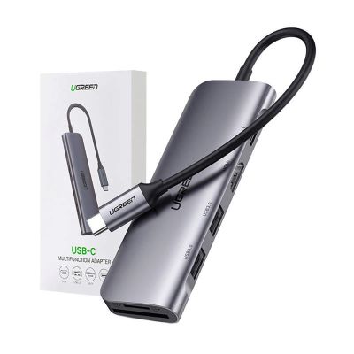 10. Ugreen CM1956in1-Adapter USB-C – HDMI / 2x USB-A 3.0 / USB-C PD/SD/TF-Leser – Grau