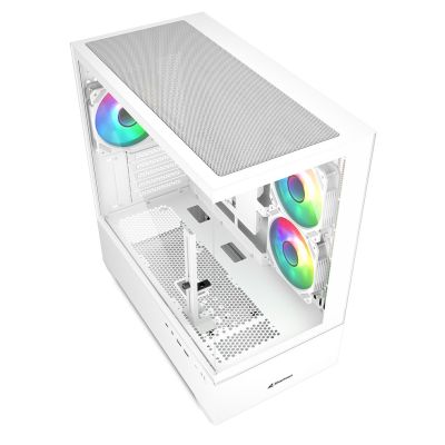 3. Sharkoon MK6 RGB Micro-ATX Computergehäuse, 1x Glas, Weiß