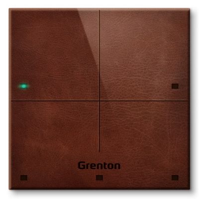 2. Grenton Touchpanel / 4 Touchfelder / TF-Bus / dunkle Front aus Naturleder