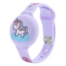 AirTag Silikon-Armbandhülle für Kinder – Lila mit Einhorn