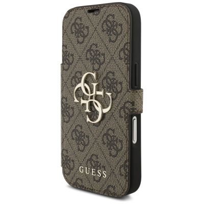 2. Guess Book 4G Metall-Logo-Hülle für iPhone 17 Pro – Braun