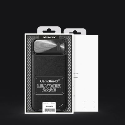 5. Nillkin CamShield Leather S Case iPhone 14 Plus Hülle mit Kameraabdeckung blau