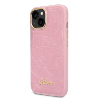 2. Guess Croco Collection Hülle für iPhone 14 Plus – Rosa