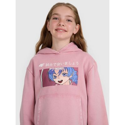 6. Mädchen-Sweatshirt mit Kapuze, offen, 4F 4FJRAW25TSWSF2294-54S