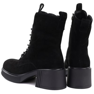 5. Schwarze Damen-Ankle-Boots aus Leder mit Blockabsatz und Plateau, Vinceza 67009