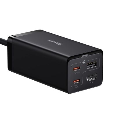 4. Baseus Schnellladegerät GaN5 Pro HUB HDMI 2 x USB-C / USB-A / HDMI 4K 30Hz 1,5m schwarz + USB-C Kabel - USB-C 100W 40Gb/s (USB4) 1m (CCGP110201)