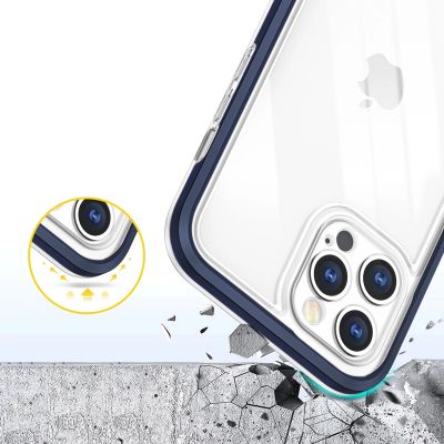 6. Klare 3-in-1-Hülle für das iPhone 12 Pro Max mit blauem Gel-Rahmen