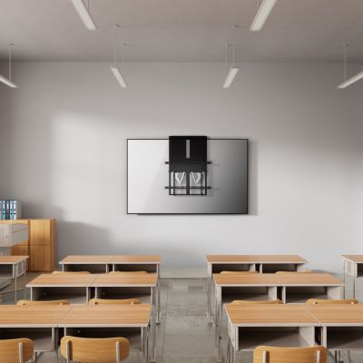 7. Zubehör – Halterung – oben/unten – für interaktive Fernseher – Kunststoff, Edelstahl, Aluminium – (55–86 Zoll) – Wandmontage