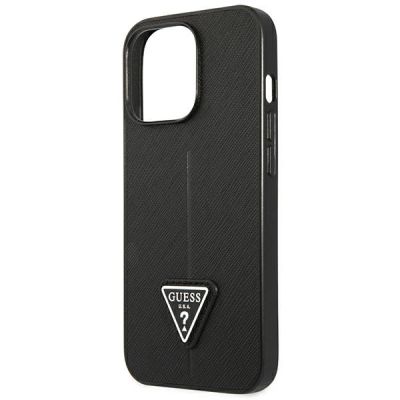 6. Guess Saffiano Triangle Logo Hülle für iPhone 14 Pro Max - schwarz