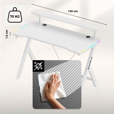3. Huzaro Hero 1.9 RGB Weißer Schreibtisch