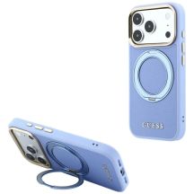 Guess Ring Stand 360 Grained Classic Logo MagSafe Hülle für iPhone 18 Pro Max / 17 Pro Max – hellblau