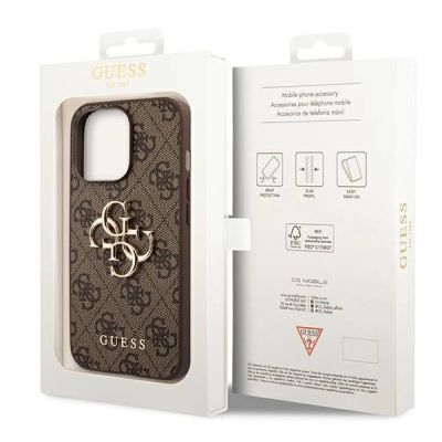 8. Guess 4G Big Metal Logo Case für iPhone 14 Pro - Braun