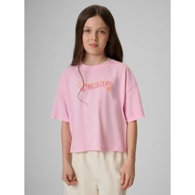 Mädchen-T-Shirt mit kastenförmigem Schnitt und Aufdruck 4F 4FJRAW26TTSHF4324-056S