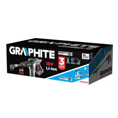 3. Graphite 58G083 Kompakt-Hochdruckreiniger mit Akku, 170 l/h, Grau