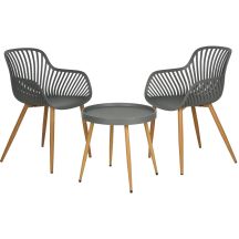 Balkonmöbel-Set, Tisch und 2 Stühle, grau
