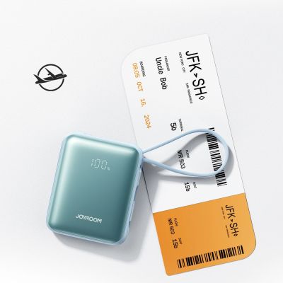 10. Joyroom JR-PBF27 22,5 W 10000 mAh Powerbank mit zwei integrierten Kabeln - Blau