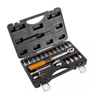 5. Neo Tools 1/4"-Drehmomentschlüssel, umkehrbar, 5-25 Nm, 21-teiliges Set