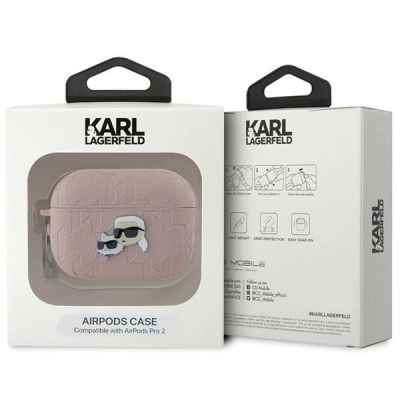 4. Karl Lagerfeld Monogram Karl & Choupette Head Case für AirPods Pro 2 – Rosa