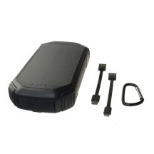 POWERNEED Powerbank mit Solarpanel, 20000 mAh Li-Poly-Akku, PV-Technologie, 1,5 W Qi, 2 A USB, QC 3.0, LED-Anzeige, Stromversorgung, Schwarz, S20000C