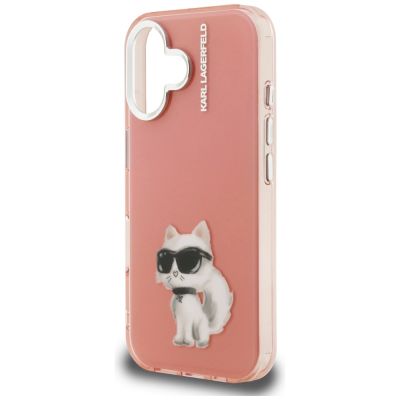 6. Karl Lagerfeld IML Aquarelle Choupette & Logo iPhone 16 Hülle - Rosa