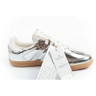 4. Adidas Damen-Sportschuhe Samba OG silberne Sneaker aus modischem Leder