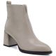 Beigefarbene Damen-Ankle-Boots aus Leder mit hohem Absatz, Modell Vinceza 67057