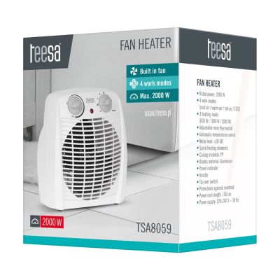 3. TEESA HEIZLÜFTER 0,8KW/1,2KW/2KW WEISS TSA8059