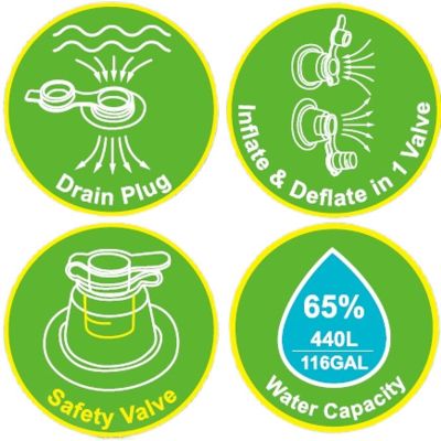 10. Aufblasbarer Familienpool, rechteckig, 2-Ringe, Regenbogen, 195 x 140 x 47 cm, 51470