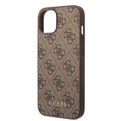 6. Guess GUHCP15MG4GFBR iPhone 15 Plus 6,7" braun/braune Hartschale 4G Metall Gold Logo