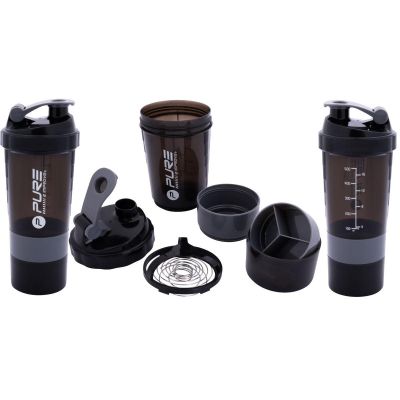9. FITNESS-SHAKER-FLASCHE 500ML SCHWARZ GRAU PURE 2 IMPROVE