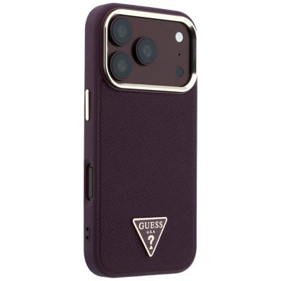 4. Guess MagSafe-Hülle mit genarbtem Dreieckslogo für iPhone 18 Pro / 17 Pro – bordeauxrot
