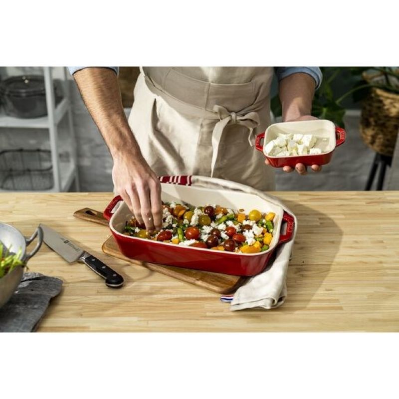 6. 3er-Set rechteckige Keramikteller STAUB 40508-171-0 - rot