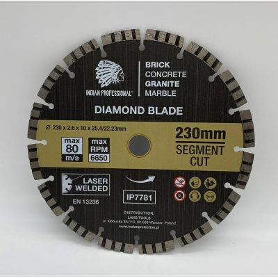 DIAMANTBLATT 230 mm 25,4/22,23 SEGMENT TURBO CUT INDIAN PROFESSIONAL
