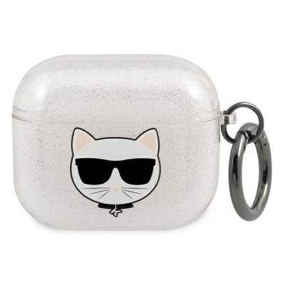 Karl Lagerfeld Glitter Choupette Hülle für AirPods 3 - Silber