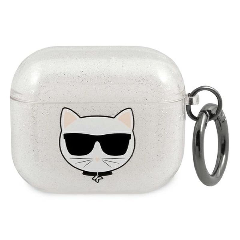 Karl Lagerfeld Glitter Choupette Hülle für AirPods 3 - Silber