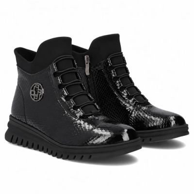 4. Schwarze Damen-Lacklederstiefeletten Filippo DBT8075