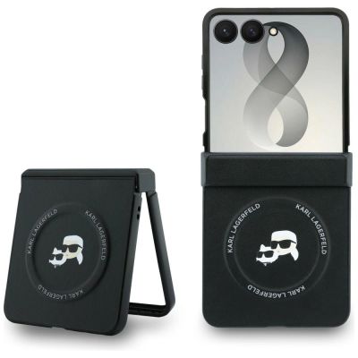 Karl Lagerfeld Karl&Choupette Pins MagSafe Hülle für Samsung Galaxy Z Flip 8 - Schwarz