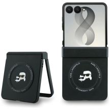 Karl Lagerfeld Karl&Choupette Pins MagSafe Hülle für Samsung Galaxy Z Flip 8 - Schwarz