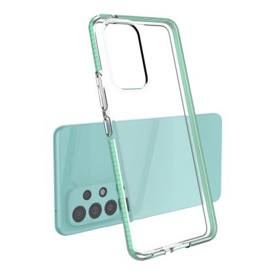 3. Spring Case Cover Gel TPU Cover mit farbigem Rahmen für Samsung Galaxy A73 hellrosa