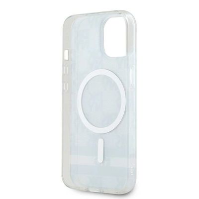 7. DKNY IML Checkered Mono Pattern & Printed Stripes MagSafe Hülle für iPhone 15/14/13 – Schwarz