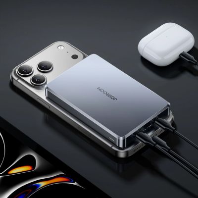 30. Joyroom JR-PBM08 Pro Powerbank 22,5 W 10000 mAh mit kabelloser Ladefunktion und 2x USB-C-Anschlüssen – Grau