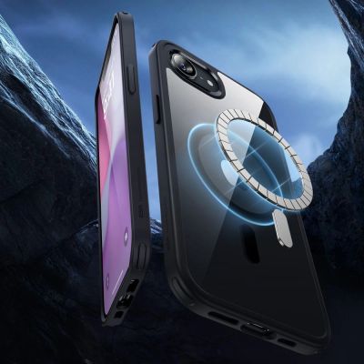 2. ESR Classic Hybrid Halolock MagSafe Hülle für iPhone 16e / 17e - Transparent-Schwarz