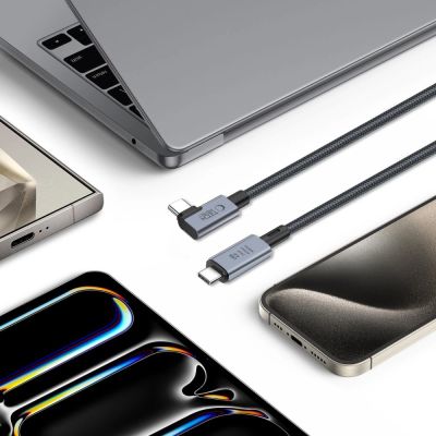 4. Tech-Protect UltraBoost Max L USB-C 4.0 (gerade) / USB-C 4.0 (gewinkelt) PD-Kabel 240 W 8K 40 Gbit/s 1,5 m – grau