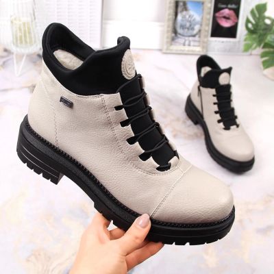 34. Wasserdichte, komfortable Damen-Winterstiefeletten in Beige Rieker Y3163-60