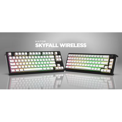 7. HATOR Skyfall Wireless 100 Gaming-Tastatur USB + RF Wireless + Bluetooth QWERTZ US Englisch Schwarz, Weiß