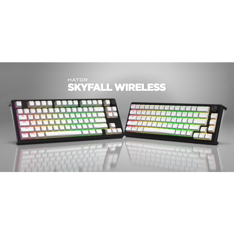 7. HATOR Skyfall Wireless 100 Gaming-Tastatur USB + RF Wireless + Bluetooth QWERTZ US Englisch Schwarz, Weiß