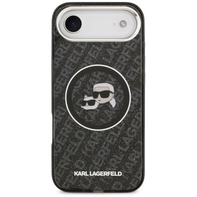 3. Karl Lagerfeld IML Glitter Karl & Choupette Heads Logo MagSafe Hülle für iPhone Air - Schwarz