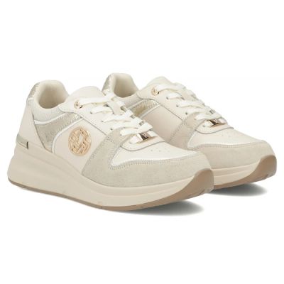 4. Damen-Lederschuhe, Sneaker, beige, Filippo DP7769
